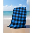 thumbnail image 4 of Black Blue Plaid Beach Towels Oversized Super Absorbent, Country Buffalo Checked Gingham Lightweight Bath Towel Quick Dry Sets For Bathroom/Pool/Rv Camping/Beach Play/Gym Room/Picnic 35"x70", 4 of 8