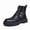 Black, variant on Men’s Punk Style Combat Boots, Chunky Platform Ankle Boots with Side Zipper & Buckle Straps, Non-Slip Lug Sole Casual Motorcycle Boots for Men