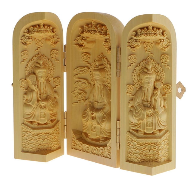 Inteprter Buddha Statue Carved Locker Box Sculpture of Boxwood Made Decoration Jardín y Patio Estilo 8