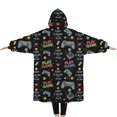 thumbnail image 2 of Oversized Wearable Blanket Hoodie,Multicolor Controllers Games Icons Black Pattern Sherpa Blanket Hoodie with Super Pockets,Super Warm Fuzzy Pullover for Women & Men, 2 of 6