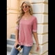 thumbnail image 5 of Camiseta de Verano para Mujer, Estilo Casual, de Corta y Cuello Cuadrado, Holgada, con Estampado de Vaca y Bloques de Color. Rosa M, 5 of 9