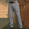 thumbnail image 6 of Mens Baggy Cargo Pants Cotton Linen Button Closure Loosepants Casual Outdoors Work Dark Gray XL, 6 of 6