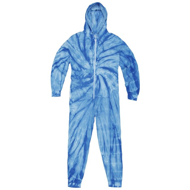 Colortone - Onesie Mono Teñido tono Araña psicodélico abstracto Cremallera Adultos Unisex Hombre Mujer (Azul royal araña)