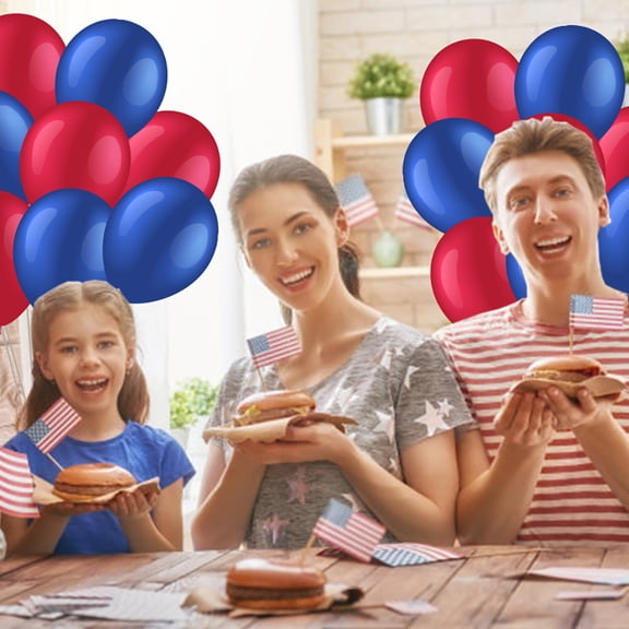 DEMACRIO 40Pcs 12 Inch Decorative Balloons Set Latex Red Navy Blue Independence Day Themed