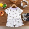 thumbnail image 2 of NIEWTR Baby Toddler 2-Piece Loungewear Short Sleeve Top and Pull-on Shorts Soft Pajamas Set for 6 12 18 24 Months 2T 3T Casual Summer(A-Purple,5-6 Years), 2 of 4