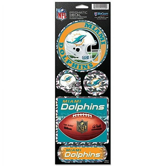 WinCraft NFL Miami Dolphins Pegatinas Prismatic, Color del Equipo, Talla Única