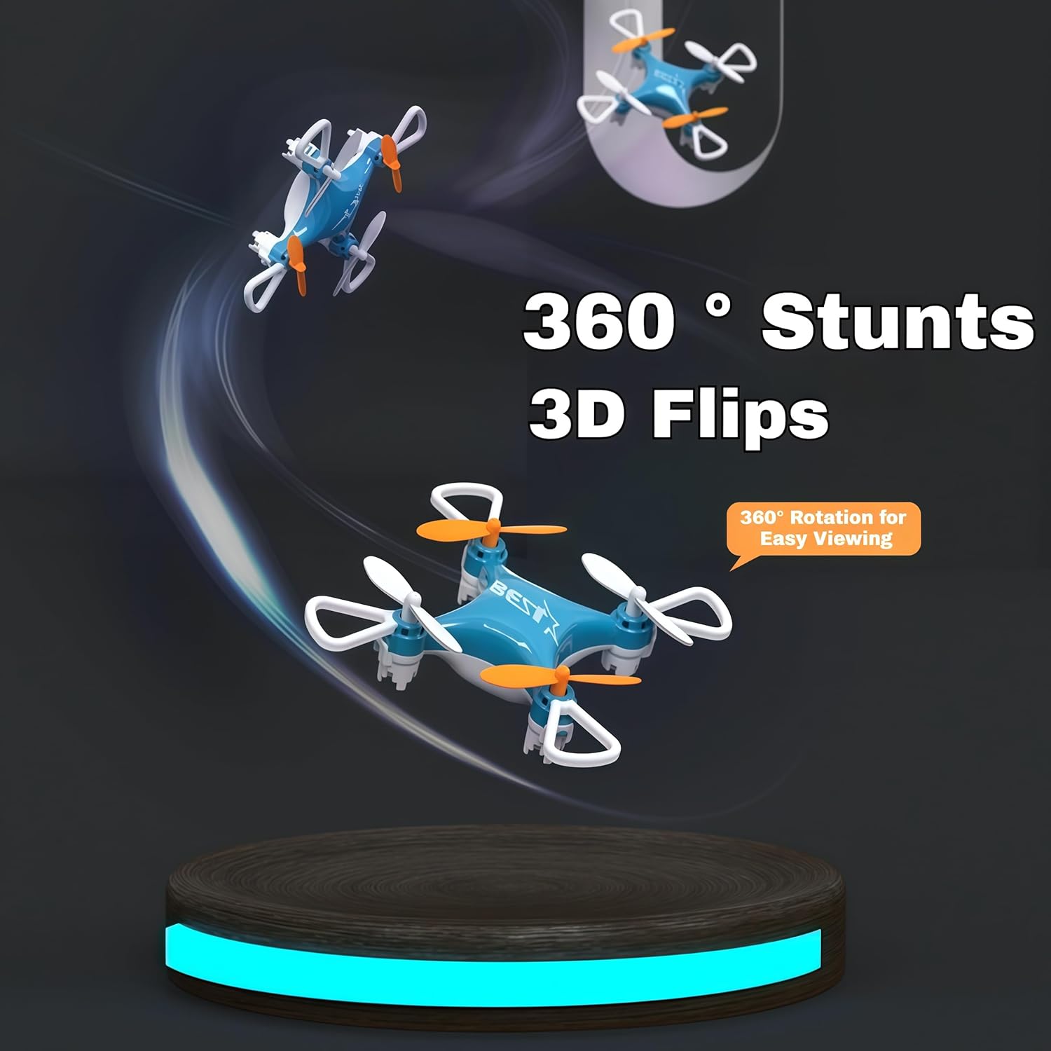 Mini Drone Beginner with Easy Stunt Flights & 360° Tricks, LED Light & Propeller Protection, Rechargeable All-Ages Beginner-Friendly Mini Drone