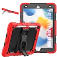 thumbnail image 1 of ELEHOLD for iPad 10.2 2021/2020/2019 Ragged Case, Soft Silicone Hard PC Shoulder Strap Built-Kickstand Anti-Drop Shockproof Heavy Duty Protective Cover Case,Red, 1 of 9