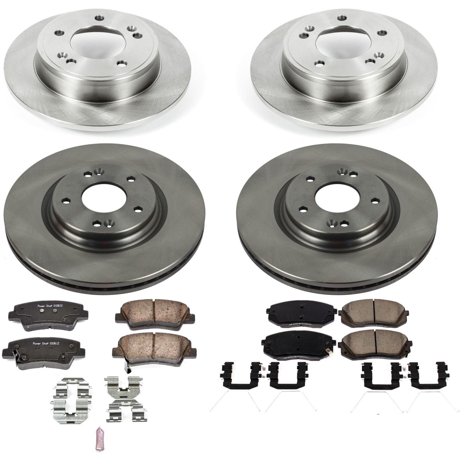 PowerStop Front and Rear Stock Replacement Brake Pad and Rotor Kit Fits: KIA Select Models KOE8012