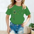thumbnail image 2 of Curuila Kid Girls Tops Cartoon Print Crew Neck Short Sleeve Tee Summer Casual Loose T Shirt Green Size 8-10 Years, 2 of 5