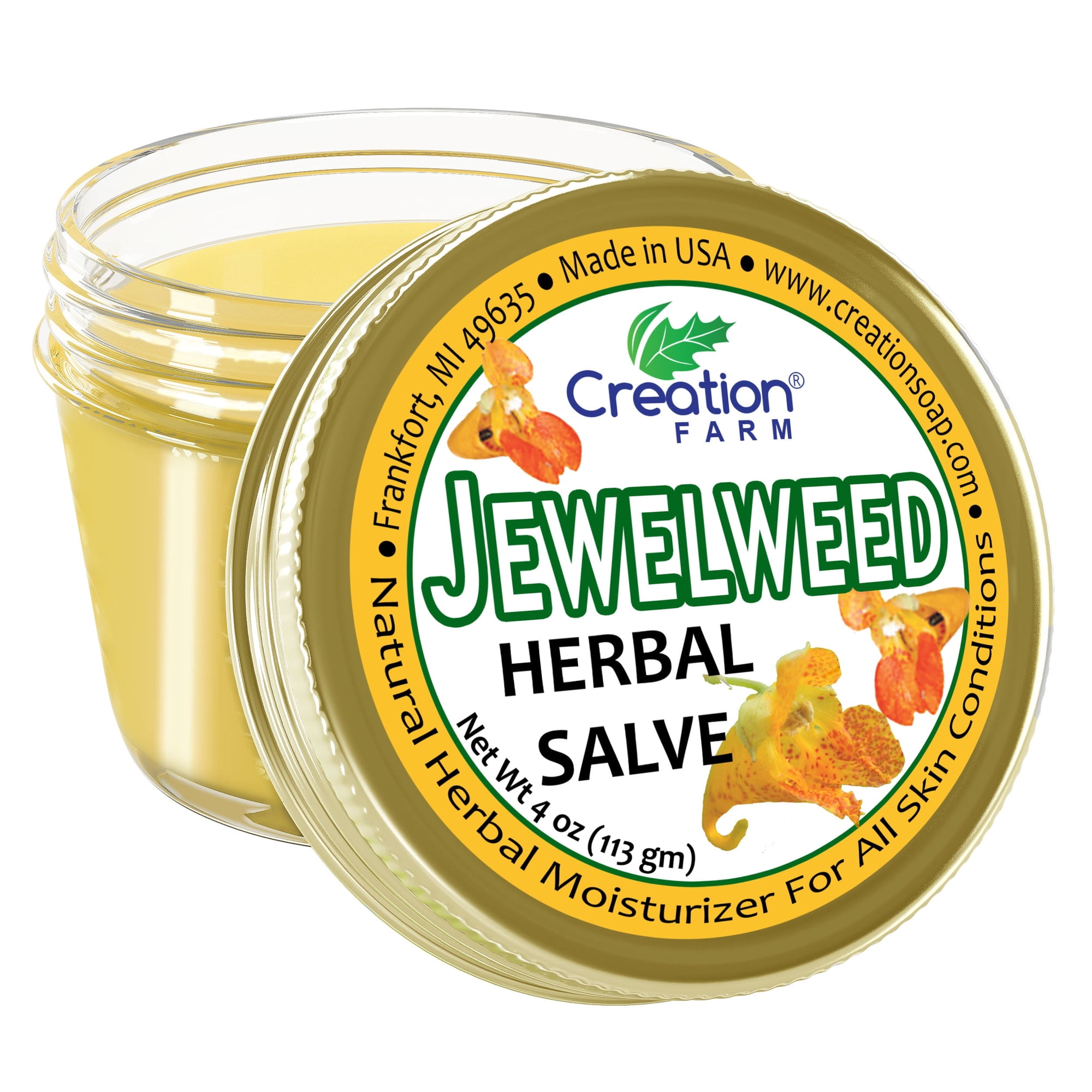 Jewelweed Herbal Salve for Wounds, Rash, Bug Bites, Itchy Skin from Contact Dermatitis