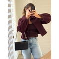 thumbnail image 1 of Chaqueta de un solo pecho para mujer, abrigo ajustado corto con bolsillos y cuello redondo, ropa de calle elegante, color rojo vino, Otoño, 2024, 1 of 5