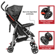 thumbnail image 3 of Carriola de Bastón para Bebé Asiento Multiposiciones Ruedas con Freno Cinturón de 5 Puntos Soporta hasta 15 kg - Negro, 3 of 7