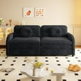 thumbnail image 5 of 65.4'' Pull Out Couch Bed Queen Size, Chenille Sleeper Sofa Daybed, 3 in 1 Convertible Couches, Futon Sofa with 2 Pillows, Storage Pockets, USB, Loveseat for Small Spaces, Living Room, Black, 5 of 9
