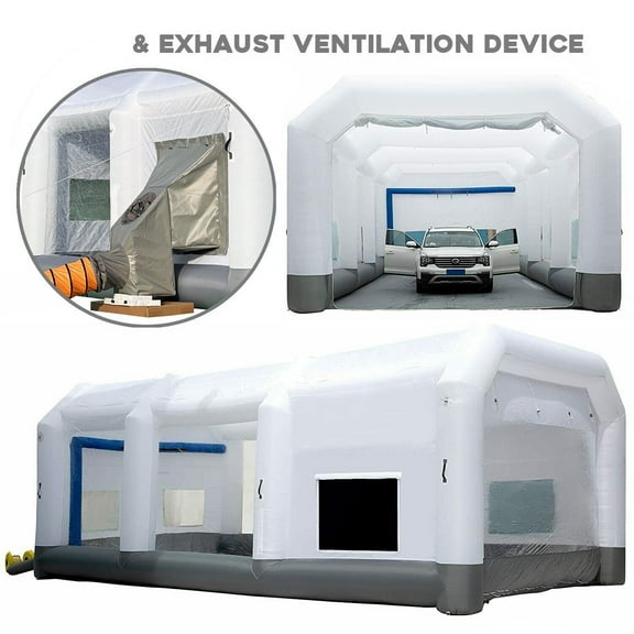 GORILLASPRO Portable Inflatable Paint Booth 33X20X15Ft with 2 Blowers (750W 1100W)& Air Draft Device