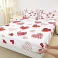 thumbnail image 3 of Feelyou Kawaii Love Heart Queen Sheet Sets, Fashion Stripes Polkadots Flat Sheet, Teens Kids Girls Women Queen Fitted Sheet, Breathable Home Decor, 4-Piece, 3 of 7