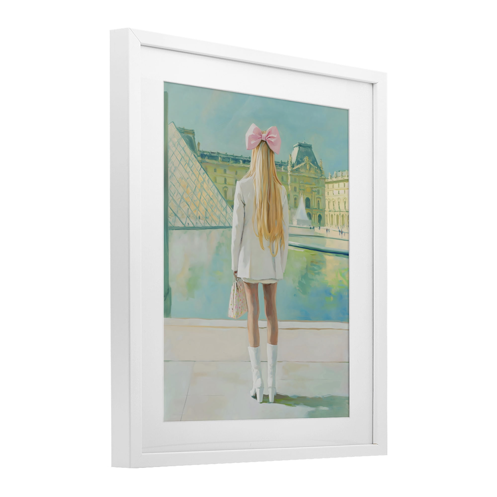 Stupell Industries Girl In Paris Observing White Framed Print Under Glass, design by The Prints Vibe