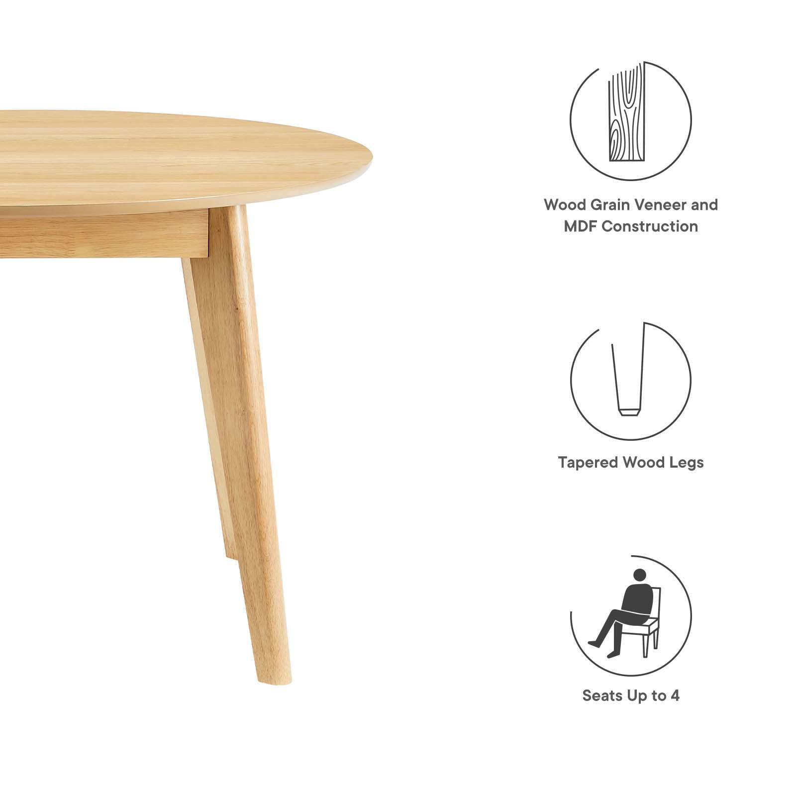 Modway Vision 45 in Round Dining Table, Oak