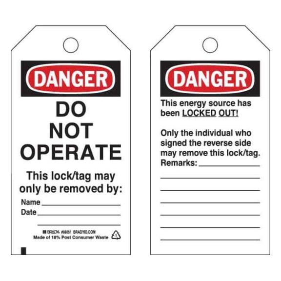 Brady Danger Tag,5-3/4 x 3 In,OSHA,Met,PK25, 66051 66051