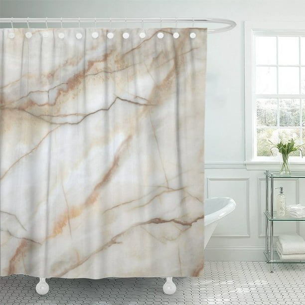 KSADK White Ceramic Natural Marbles and Gray Wall Shower Curtain ...