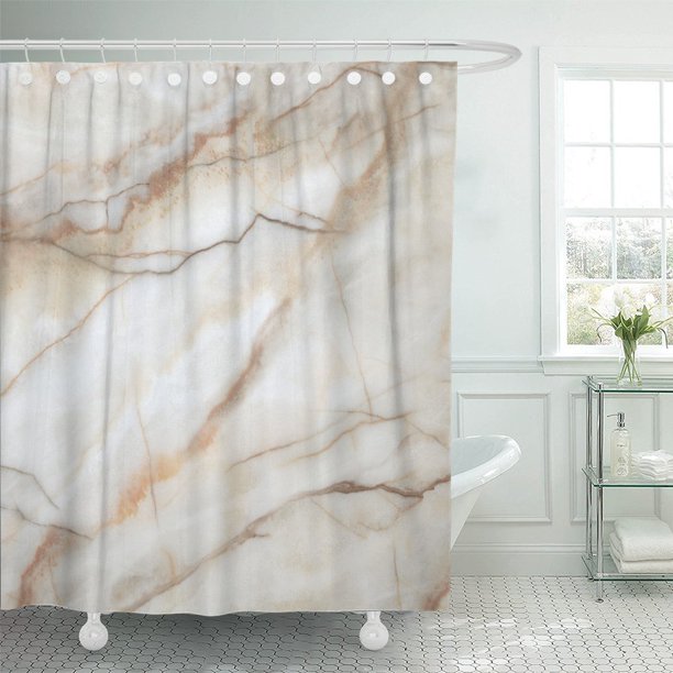 KSADK White Ceramic Natural Marbles and Gray Wall Shower Curtain