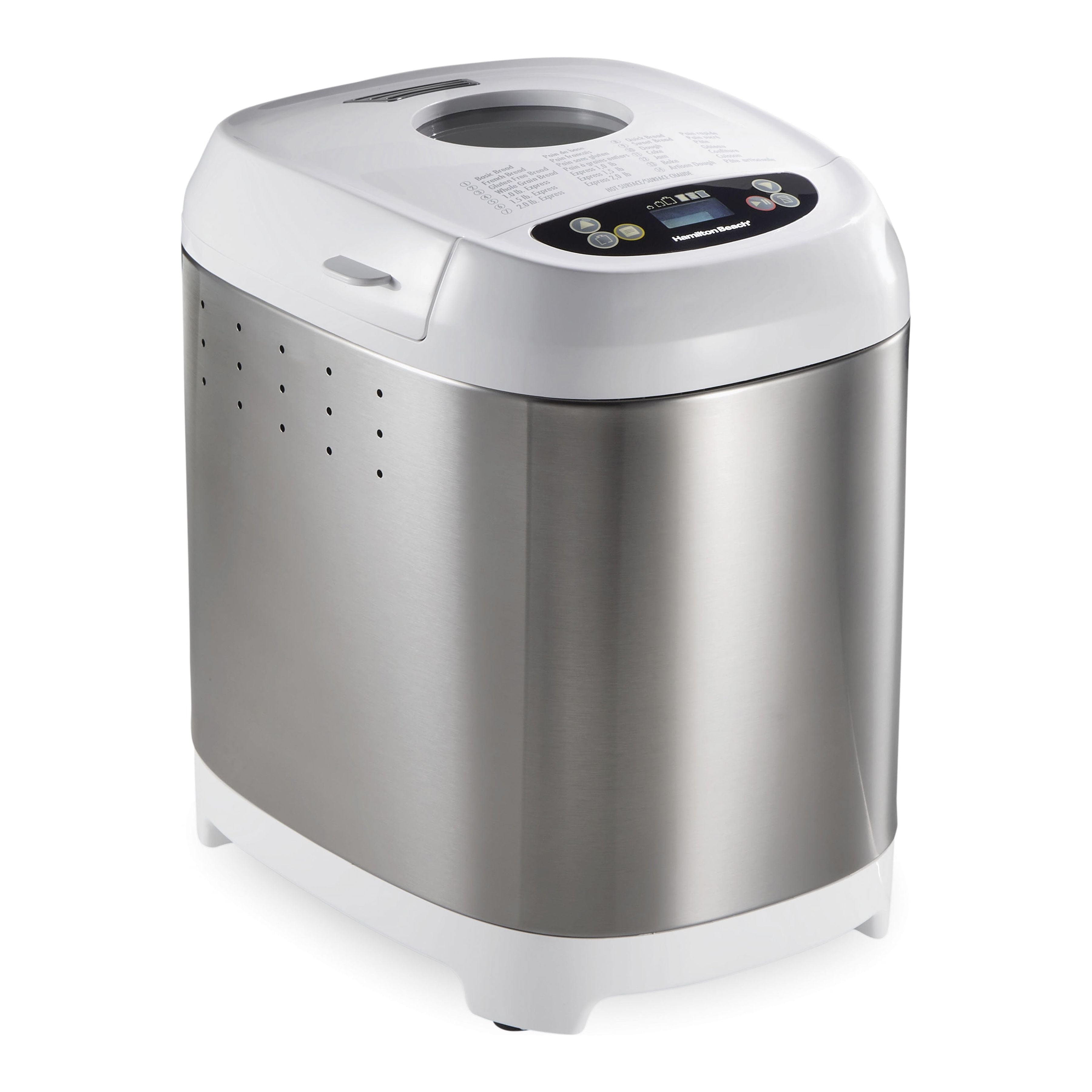 Hamilton Beach 2 lb Bread Maker Machine, Artisan Dough Bread Maker with 14 Settings, White & Stainless Steel