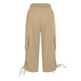 thumbnail image 5 of Xunlbb Wide Leg Pants Woman, Cargo Sweatpants For Women Casual Baggy Cargo Pants Drawstring Comfy Athletic Joggers Pants With Pockets ,Beige XL, 5 of 7