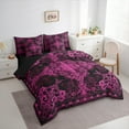 thumbnail image 3 of Manfei Retro Damask Flower 7-Piece Bedding Comforter Set,Vintage Floral King Bedding Sets,Pink Black Bed Sheets For Boys,Microfiber Bedroom Decor Reversible, 3 of 8