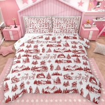 Manfei Teens Merry Christmas Bedding Comforter Set, Christmas Reindeer Animal Twin Comforter Sets, Cartoon Xmas Tree Reversible Bedding Set, Luxury Bedroom Decor, 2 Pieces