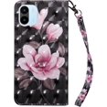 thumbnail image 3 of for Xiaomi Redmi A1 Wallet Case with Card Slot Holder Kickstand - Lovely Colorful Pattern PU Leather Flip Phone Case Cover for Xiaomi Redmi A1 Black Pink Flower, 3 of 14