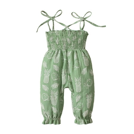 

Binpure Baby Pineapple Print Long Romper Sleeveless Stretchy Sling Jumpsuit