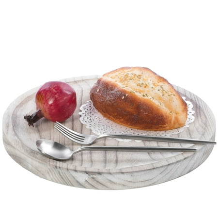 

Vintage Raw Wood Charger Round Display Tray