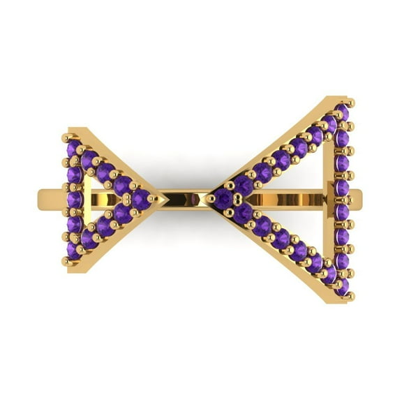 Statement Engagement Ring for Women - 0.2475ct Natural Amethyst in 18K Yellow Gold Promise Ring