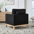thumbnail image 4 of TICOZE 35.4" Wide Modern Farmhouse Accent Chair with Pocket Springs & Natural Wood Legs - Black Boucle Reading Armchair with Bolster Pillows, 4 of 8