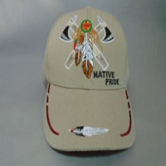 Tomahawk Native Pride Baseball Cap Embroidered - Khaki Color Uni-Sex Style -- FREE USA Shipping-- (CapNp556K)