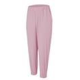 thumbnail image 6 of BODOAO Linen Pants Women Comfy Elastic Waist Drawstring Cotton Pants Lightweight Tapered Lounge Vacation Beach Pants Elastic Waist Pants Casual Trousers with Pockets Pink S, 6 of 9
