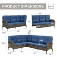thumbnail image 5 of Opohoro 6-Person Outdoor Wicker Patio Sectional Sofa with Blue Cushions, Brown PE Rattan Modular Sectional, 90.3'' L, 5 of 8