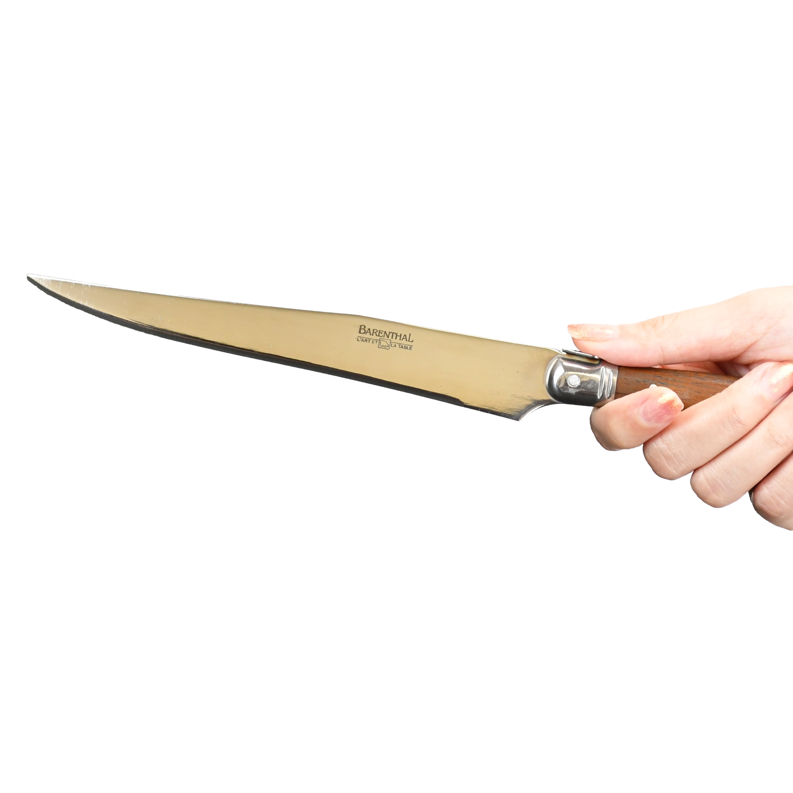 Barenthal Laguiole Inspired 2-pc. Stainless Steel Carving Fork and Knife Set with Natural Wood Handles