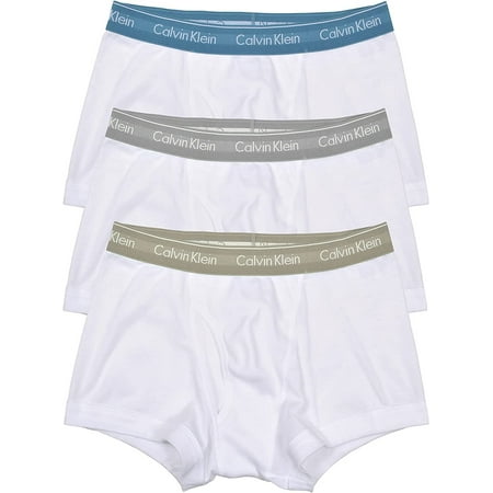 

Calvin Klein Men s Cotton Classics 3-Pack Trunk White bodies with Tapestry teal Dove and Grey Heather wbs X-large