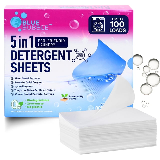 Láminas de detergente para ropa Blue Bubble 5 en 1 ecológicas