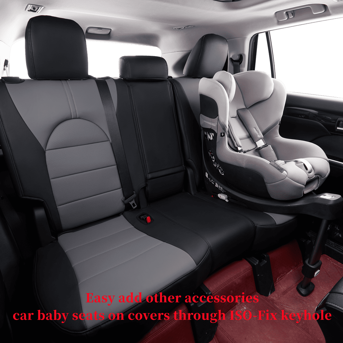 coverdream Custom Fit Camry Car Seat Covers for Toyota Camry Hybrid 2012 2013 2014 2015 2016 2017 - Leatherette (Black/Gray,Full Set)