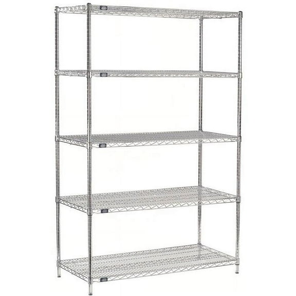 Global Industrial Nexel 5 Shelf Chrome Wire Shelving Unit Starter, Chrome - 36 x 12 x 74 in.