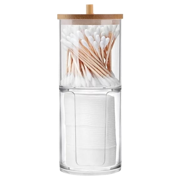 Acrylic Bathroom Organizer Cotton Pad Holder with Lid Dispenser for Q Tips and Cosmetics Sturdy Durable Dust Proof