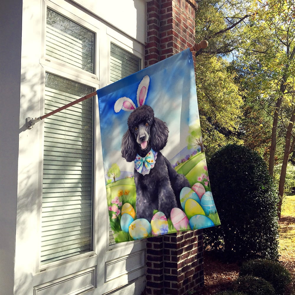 Black Poodle Easter Egg Hunt House Flag 28 in x 40 in