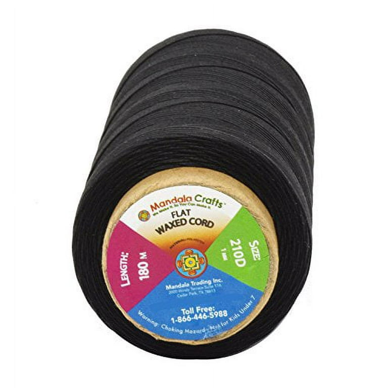 Flat Waxed Thread for Leather Sewing - Leather Thread Wax String Polyester  Cord for Leather Craft Stitching Bookbinding by Mandala Crafts 210D 1mm 197