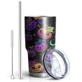 thumbnail image 2 of 30oz Neon Halloween Pumpkin Pattern Tumblers Stainless Steel Tumbler with Lid and Straw,Vacuum Insulated Double Wall Travel Tumbler Cups Mug with Cleaning Brush for Coffee,Tea, 2 of 7