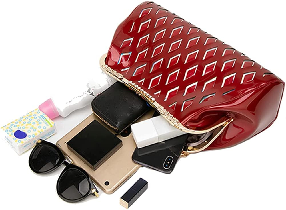  ZiMing Patent Leather Handbags for Women Kiss Lock Tote Bags  Top Handle Purses Evening Handbag Satchel Shoulder Bag Crossbody Bag with