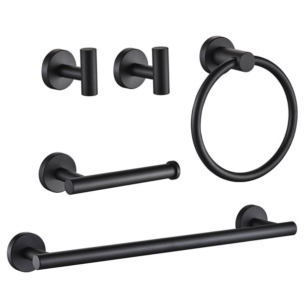 Bathroom Hardware Set 5Pieces Towel Bar, Towel Ring, Robe Hook, Toilet