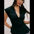 thumbnail image 4 of Blusa de Corta con Botones y Dobladillo con Volantes para Mujer, Estilo Bohemio Y2K, Estilo Cárdigan con Ribete de Encaje, para Verano Negro S, 4 of 7