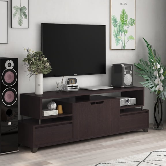 Mod Wood 2-Drawer TV Stand Sideboard Entertainment Console, Cappuccino